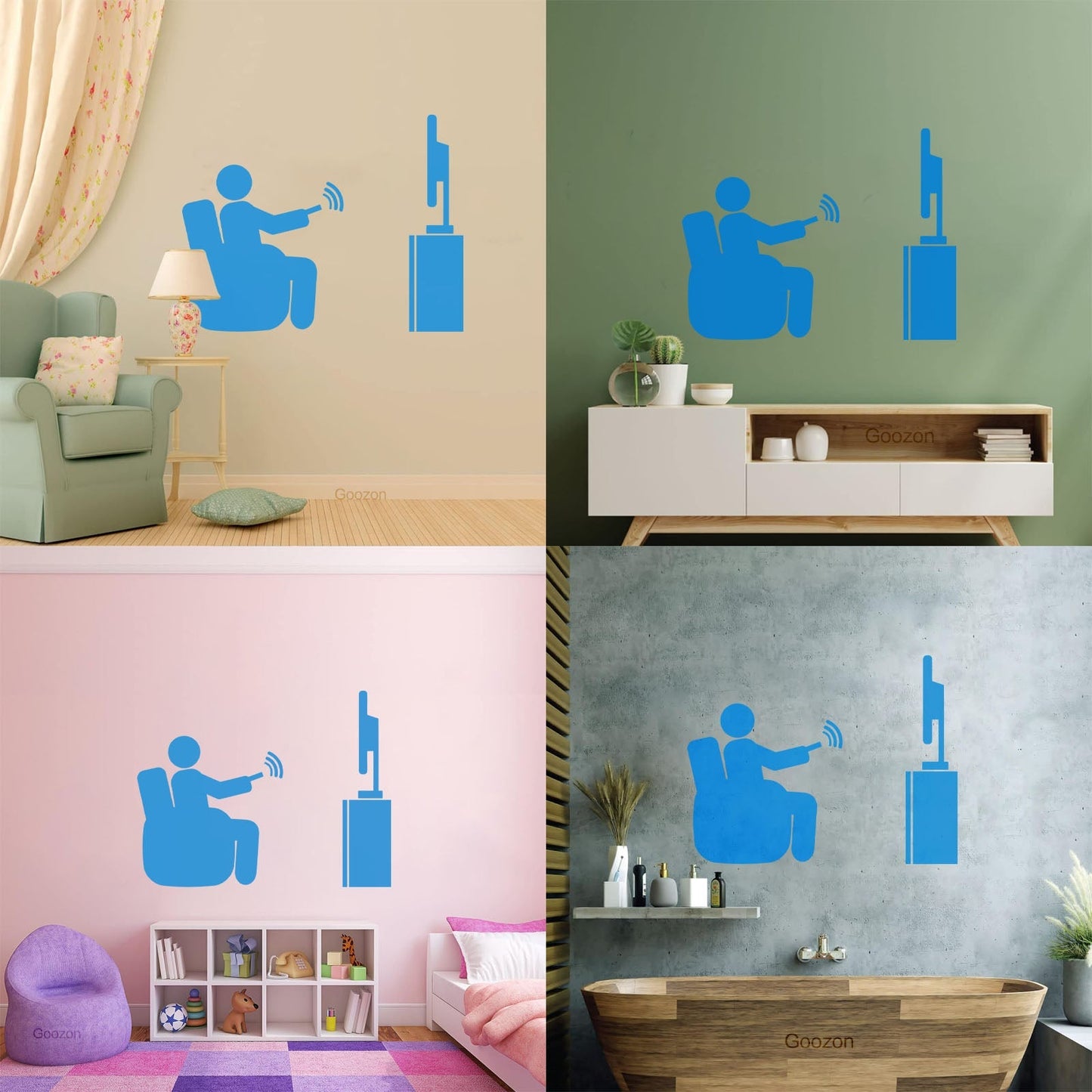 Wall Stickers Paster Paper Watch Tv Television Cinema Man Home Self Adhesive