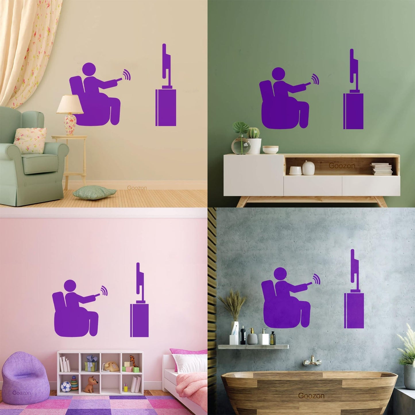 Wall Stickers Paster Paper Watch Tv Television Cinema Man Home Self Adhesive