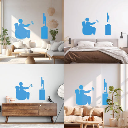 Wall Stickers Paster Paper Watch Tv Television Cinema Man Home Self Adhesive