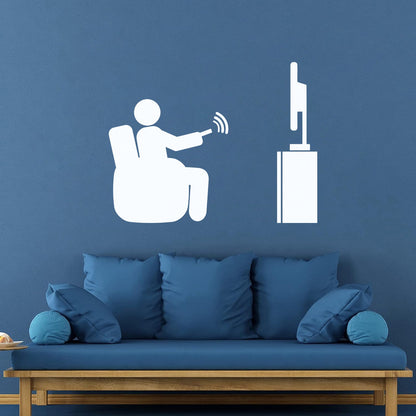 Wall Stickers Paster Paper Watch Tv Television Cinema Man Home Self Adhesive