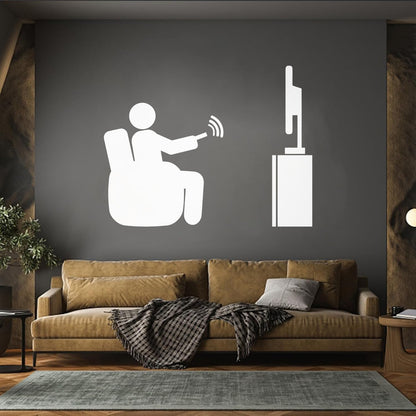Wall Stickers Paster Paper Watch Tv Television Cinema Man Home Self Adhesive