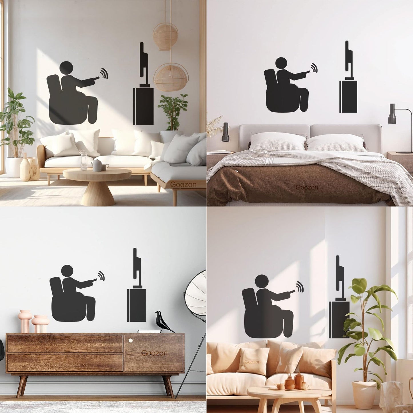 Wall Stickers Paster Paper Watch Tv Television Cinema Man Home Self Adhesive