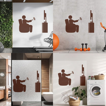 Wall Stickers Paster Paper Watch Tv Television Cinema Man Home Self Adhesive