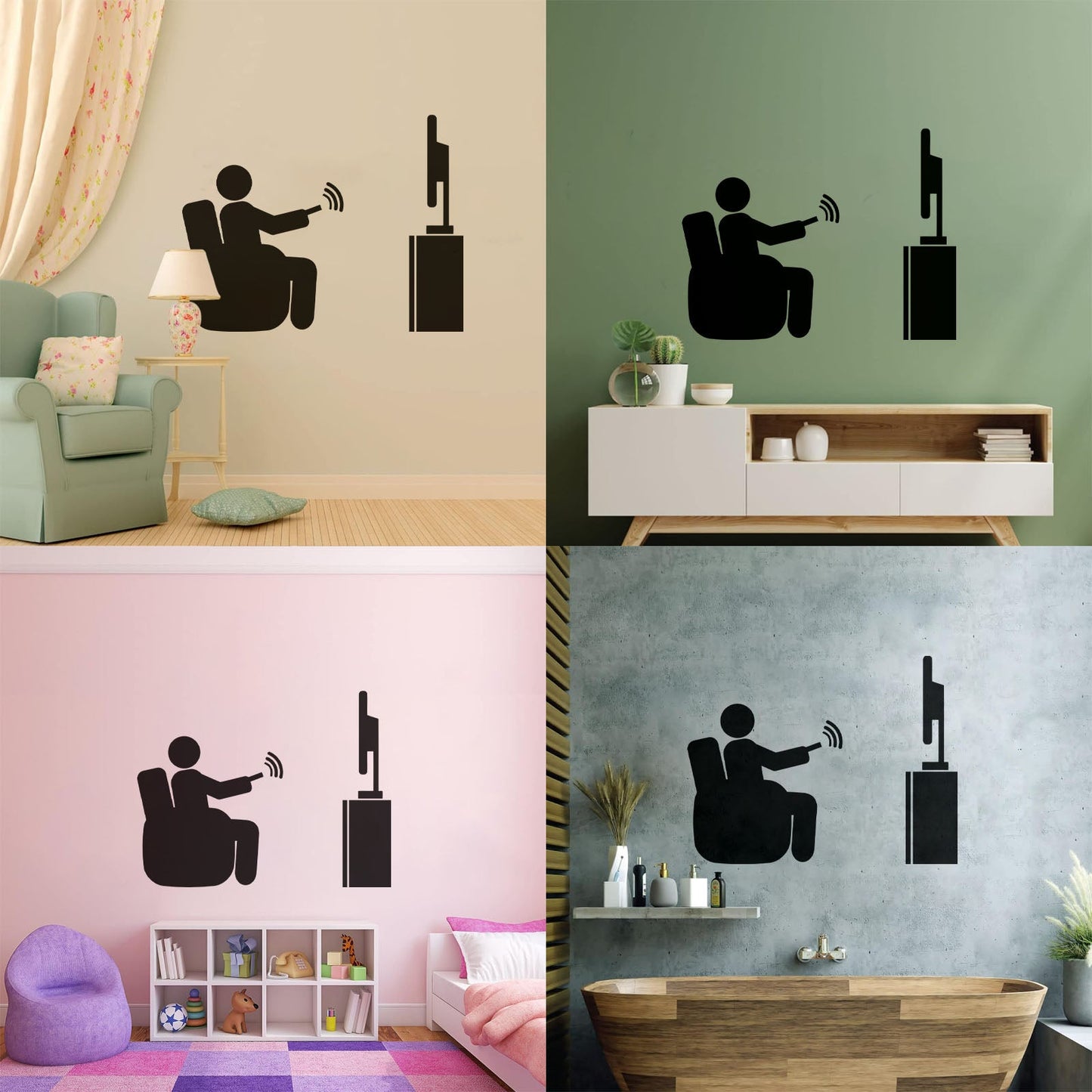 Wall Stickers Paster Paper Watch Tv Television Cinema Man Home Self Adhesive