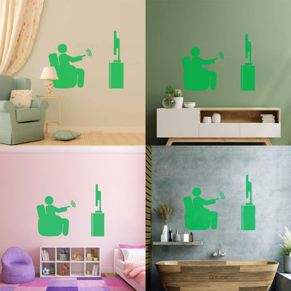 Wall Stickers Paster Paper Watch Tv Television Cinema Man Home Self Adhesive