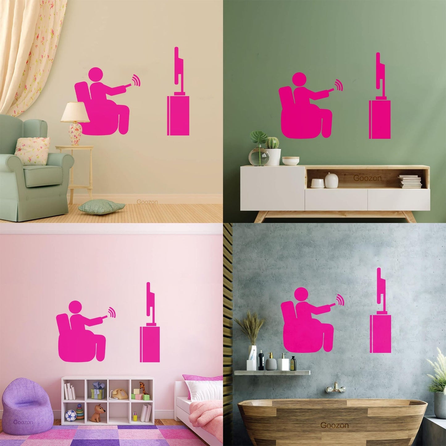 Wall Stickers Paster Paper Watch Tv Television Cinema Man Home Self Adhesive