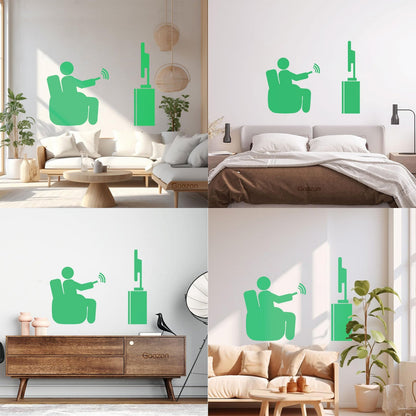 Wall Stickers Paster Paper Watch Tv Television Cinema Man Home Self Adhesive