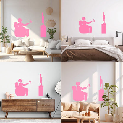 Wall Stickers Paster Paper Watch Tv Television Cinema Man Home Self Adhesive