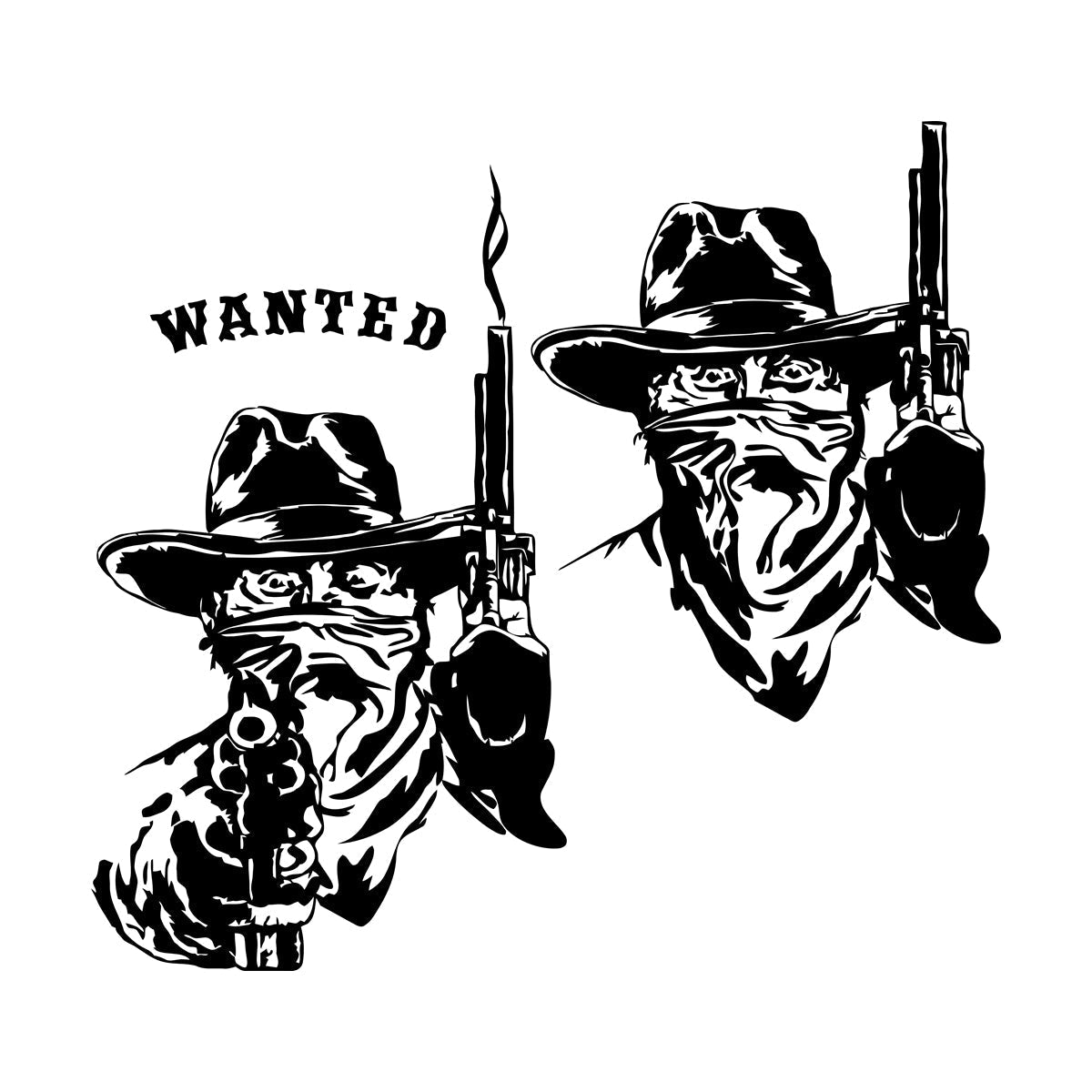 Fine Carving Stickers Wild West Texas Wanted Cowboy Thugs Guns Multi Color Selection