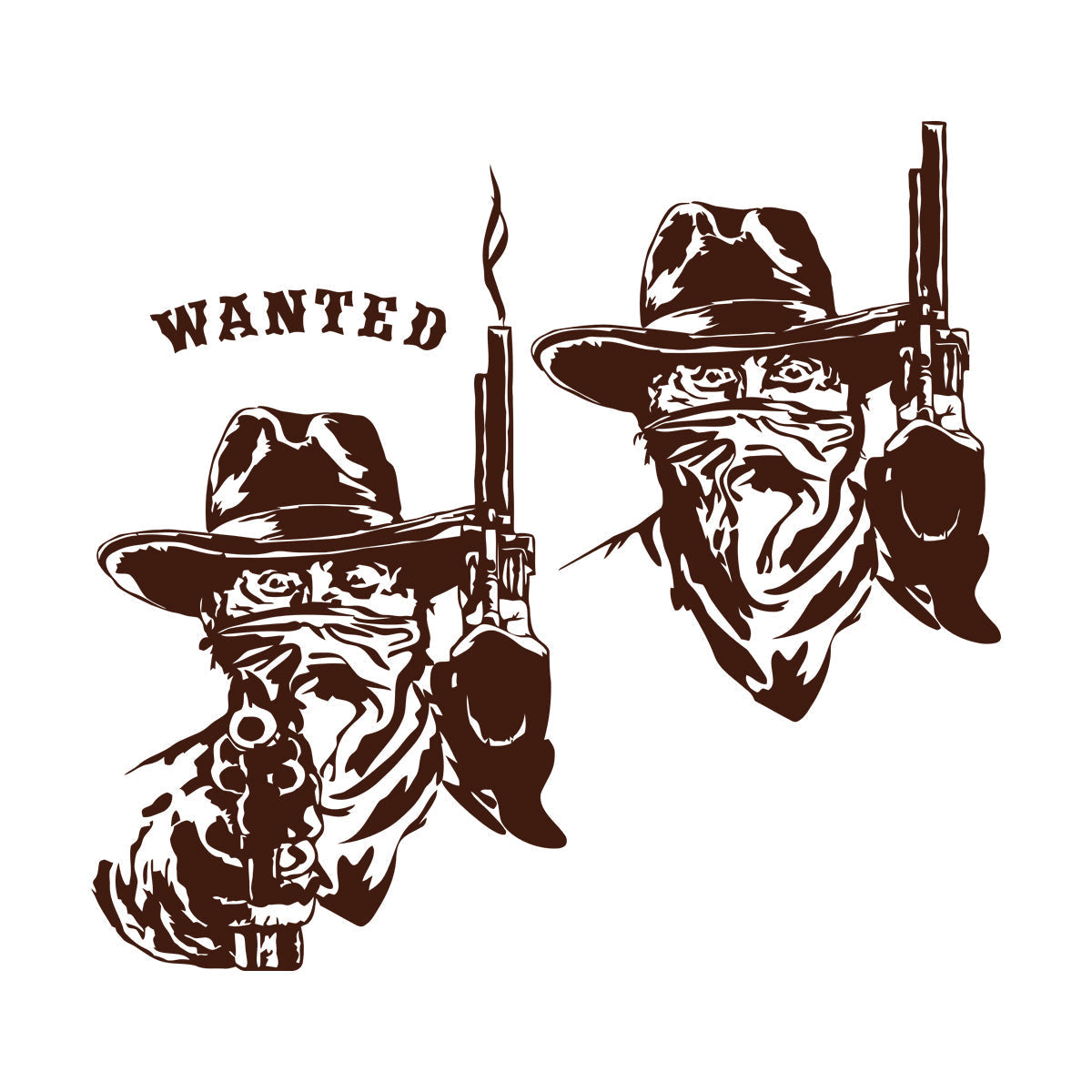 Fine Carving Stickers Wild West Texas Wanted Cowboy Thugs Guns Multi Color Selection