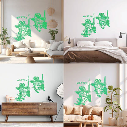 Fine Carving Stickers Wild West Texas Wanted Cowboy Thugs Guns Multi Color Selection