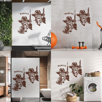 Fine Carving Stickers Wild West Texas Wanted Cowboy Thugs Guns Multi Color Selection