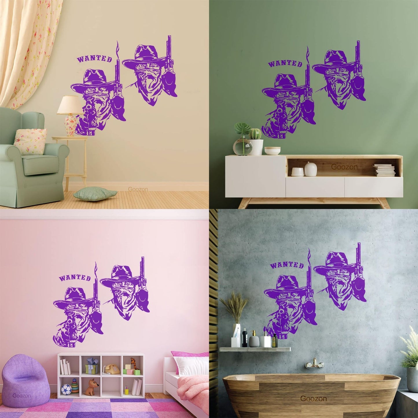 Fine Carving Stickers Wild West Texas Wanted Cowboy Thugs Guns Multi Color Selection