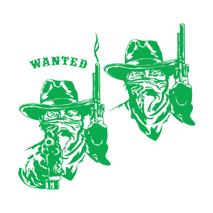 Fine Carving Stickers Wild West Texas Wanted Cowboy Thugs Guns Multi Color Selection