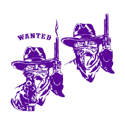 Fine Carving Stickers Wild West Texas Wanted Cowboy Thugs Guns Multi Color Selection