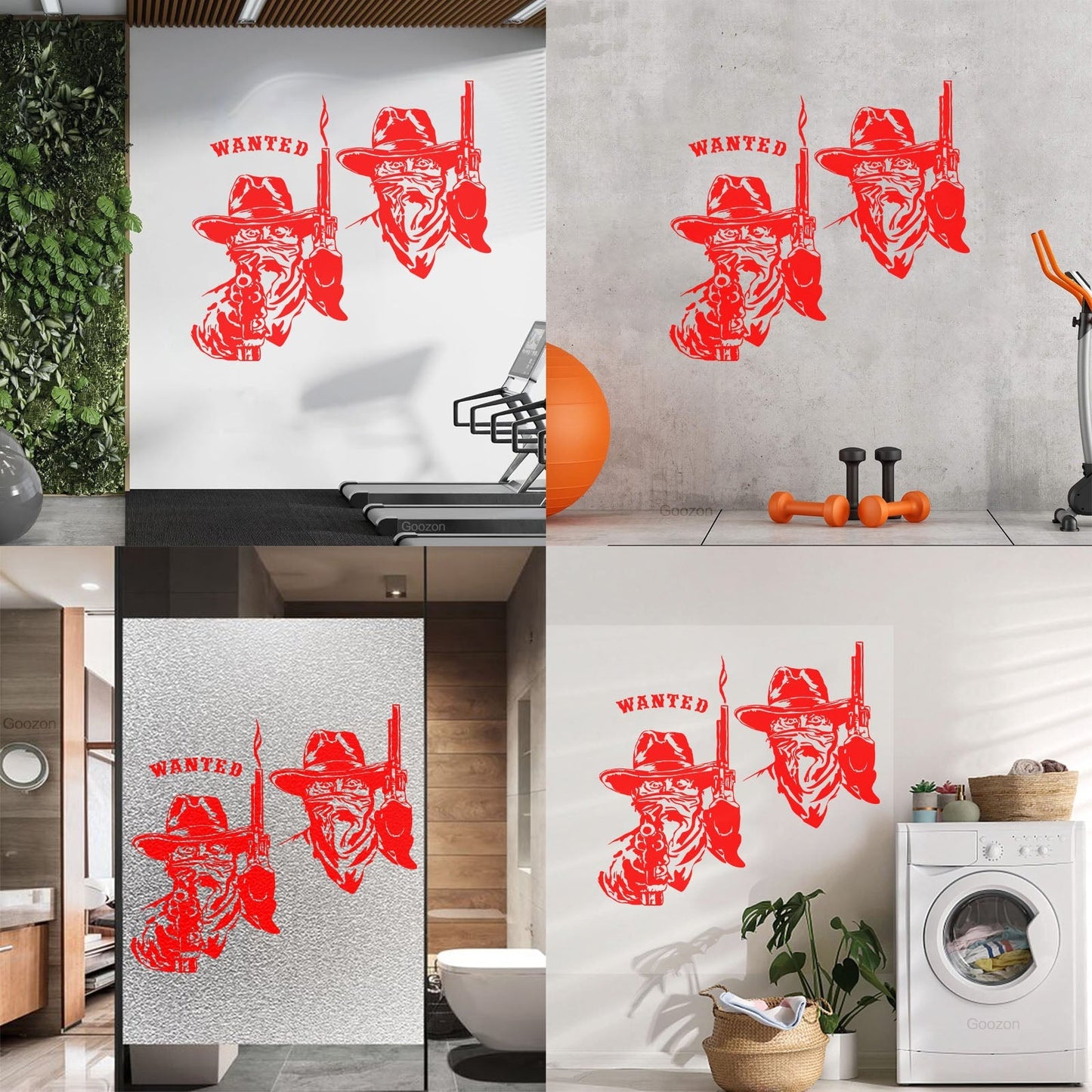 Fine Carving Stickers Wild West Texas Wanted Cowboy Thugs Guns Multi Color Selection