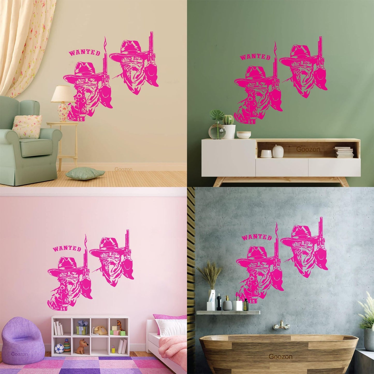 Fine Carving Stickers Wild West Texas Wanted Cowboy Thugs Guns Multi Color Selection