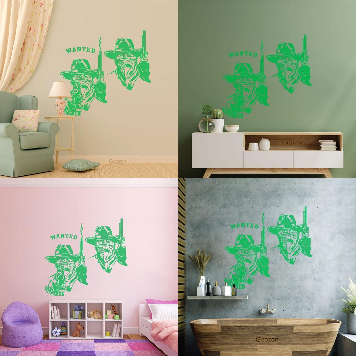 Fine Carving Stickers Wild West Texas Wanted Cowboy Thugs Guns Multi Color Selection