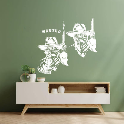 Fine Carving Stickers Wild West Texas Wanted Cowboy Thugs Guns Multi Color Selection