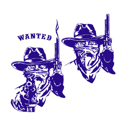Fine Carving Stickers Wild West Texas Wanted Cowboy Thugs Guns Multi Color Selection