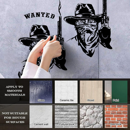 Fine Carving Stickers Wild West Texas Wanted Cowboy Thugs Guns Multi Color Selection