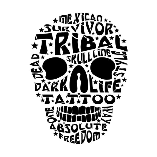 Vinyl Art Sticker Words Mexican Survivor Tribal Skull Line Dead Tattoo Art Mural Painting