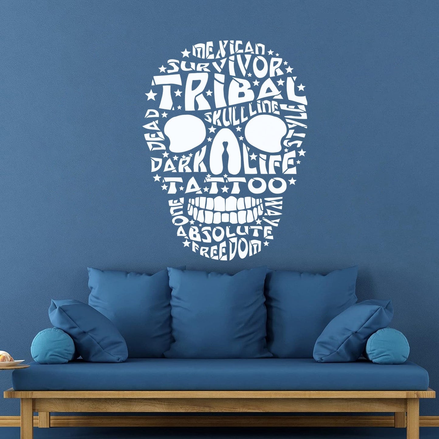 Vinyl Art Sticker Words Mexican Survivor Tribal Skull Line Dead Tattoo Art Mural Painting