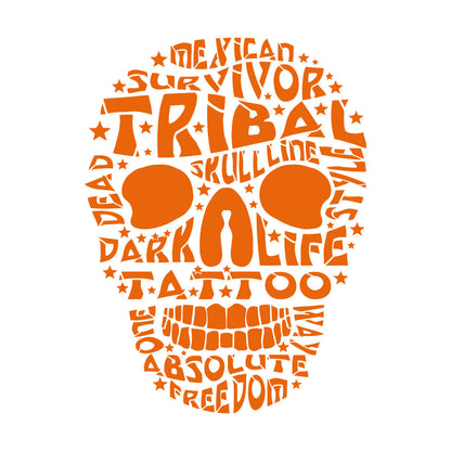 Vinyl Art Sticker Words Mexican Survivor Tribal Skull Line Dead Tattoo Art Mural Painting