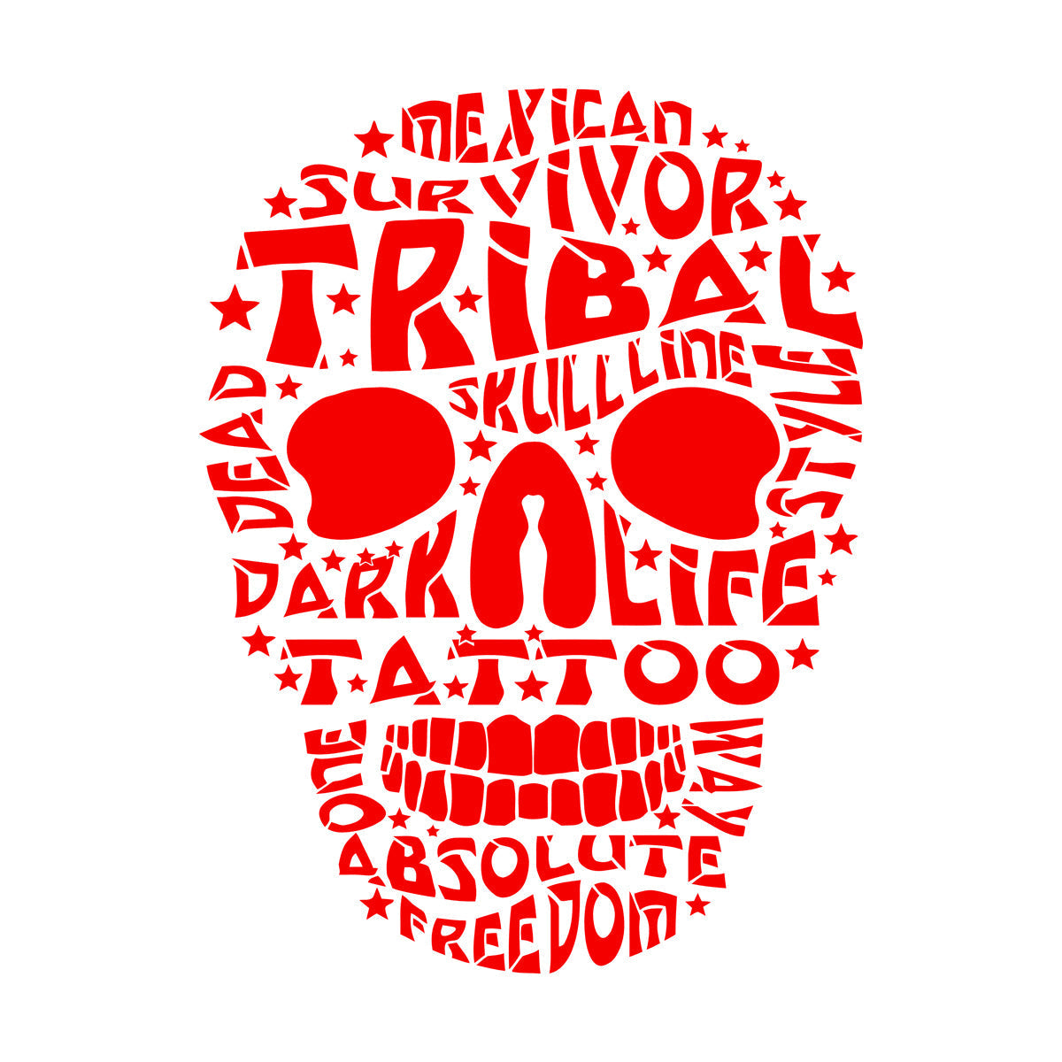 Vinyl Art Sticker Words Mexican Survivor Tribal Skull Line Dead Tattoo Art Mural Painting