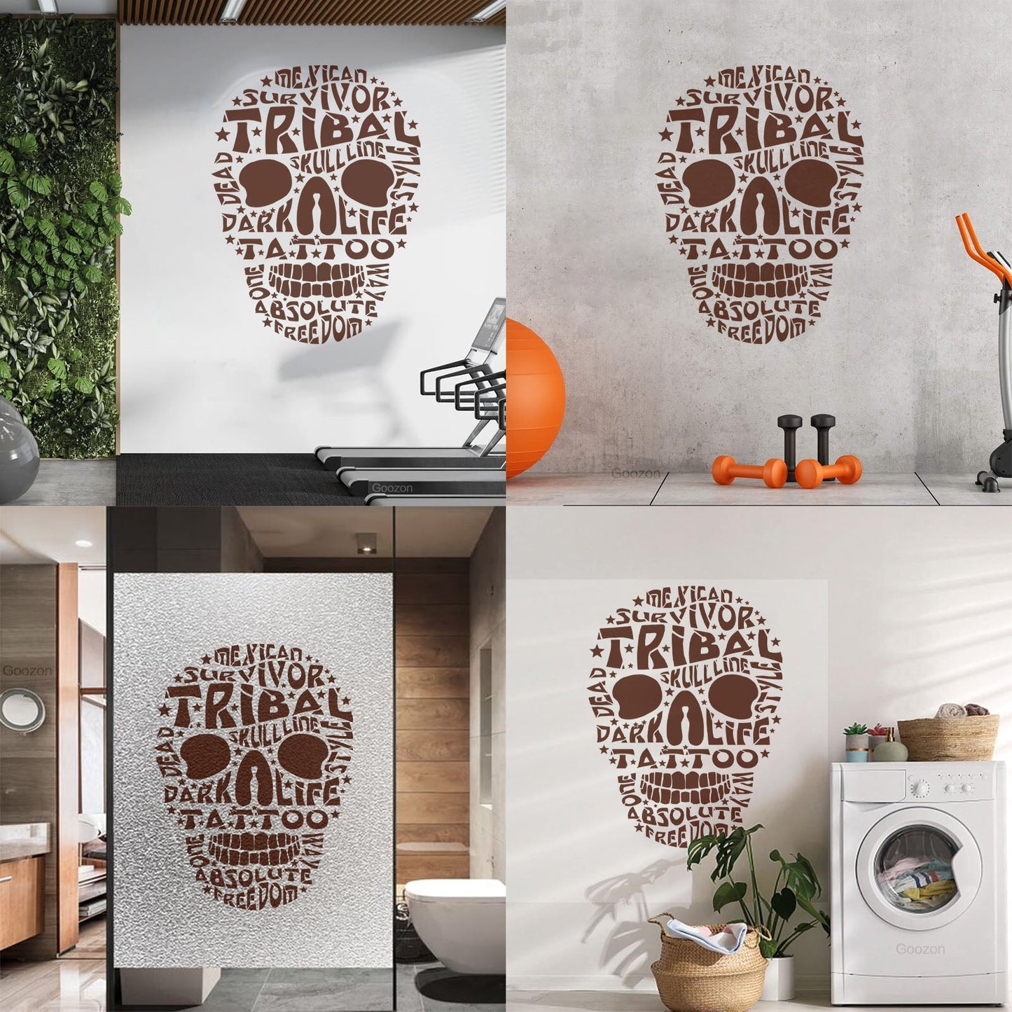 Vinyl Art Sticker Words Mexican Survivor Tribal Skull Line Dead Tattoo Art Mural Painting