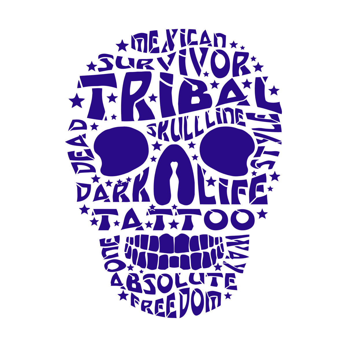 Vinyl Art Sticker Words Mexican Survivor Tribal Skull Line Dead Tattoo Art Mural Painting