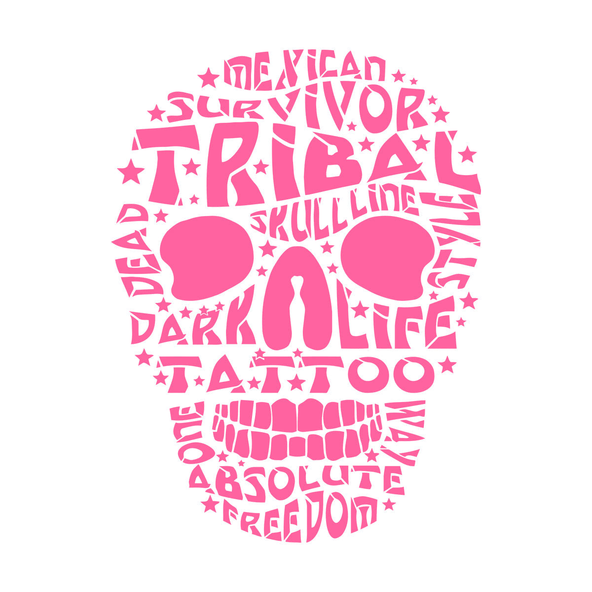 Vinyl Art Sticker Words Mexican Survivor Tribal Skull Line Dead Tattoo Art Mural Painting