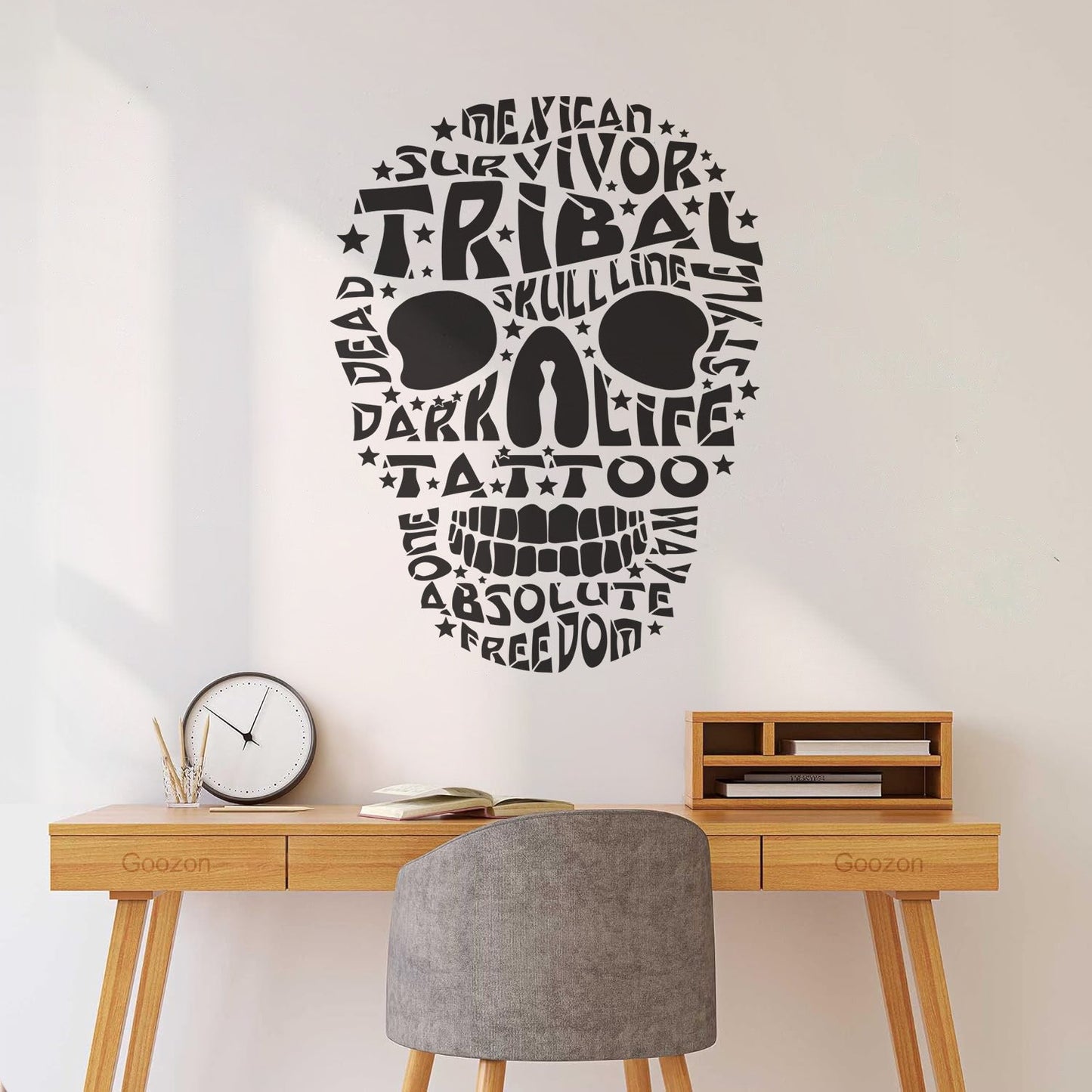 Vinyl Art Sticker Words Mexican Survivor Tribal Skull Line Dead Tattoo Art Mural Painting