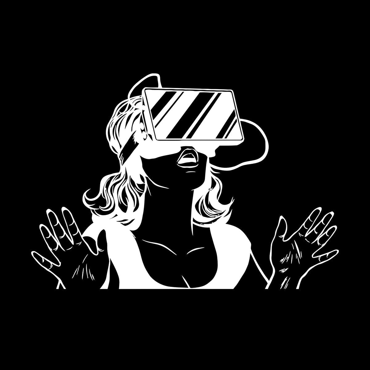 Wall Decals Virtual Reality Headset Vr Device Woman Wall Beautification