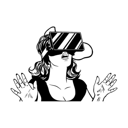 Wall Decals Virtual Reality Headset Vr Device Woman Wall Beautification