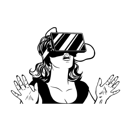 Wall Decals Virtual Reality Headset Vr Device Woman Wall Beautification