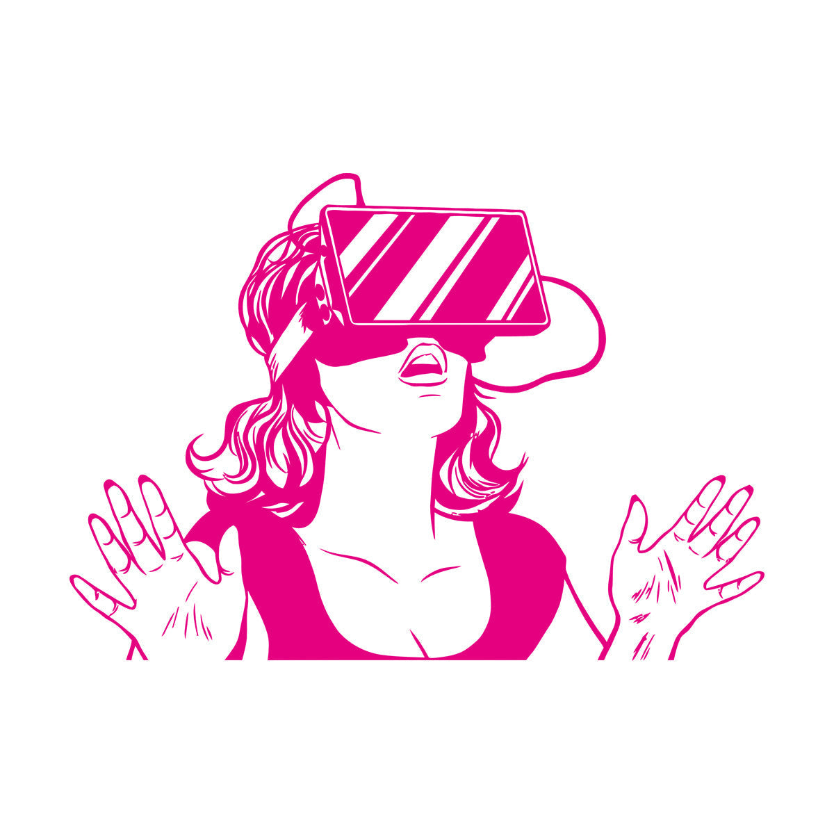 Wall Decals Virtual Reality Headset Vr Device Woman Wall Beautification