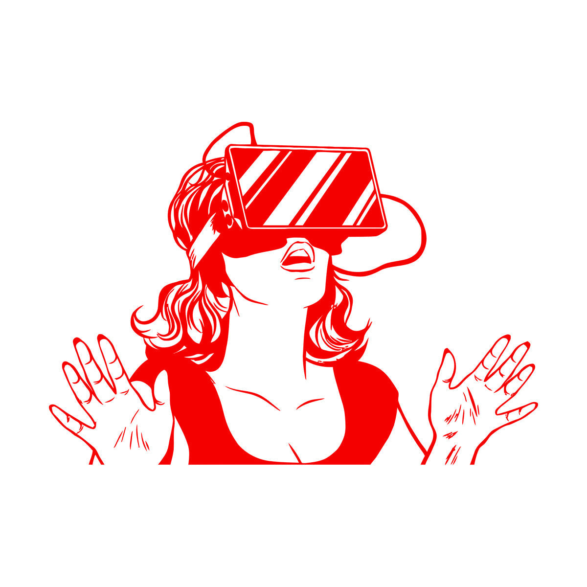 Wall Decals Virtual Reality Headset Vr Device Woman Wall Beautification