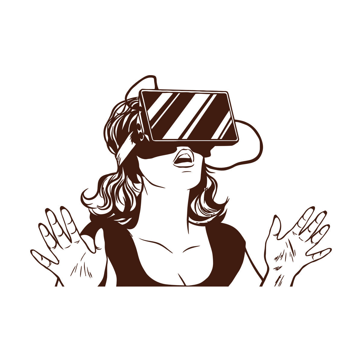 Wall Decals Virtual Reality Headset Vr Device Woman Wall Beautification