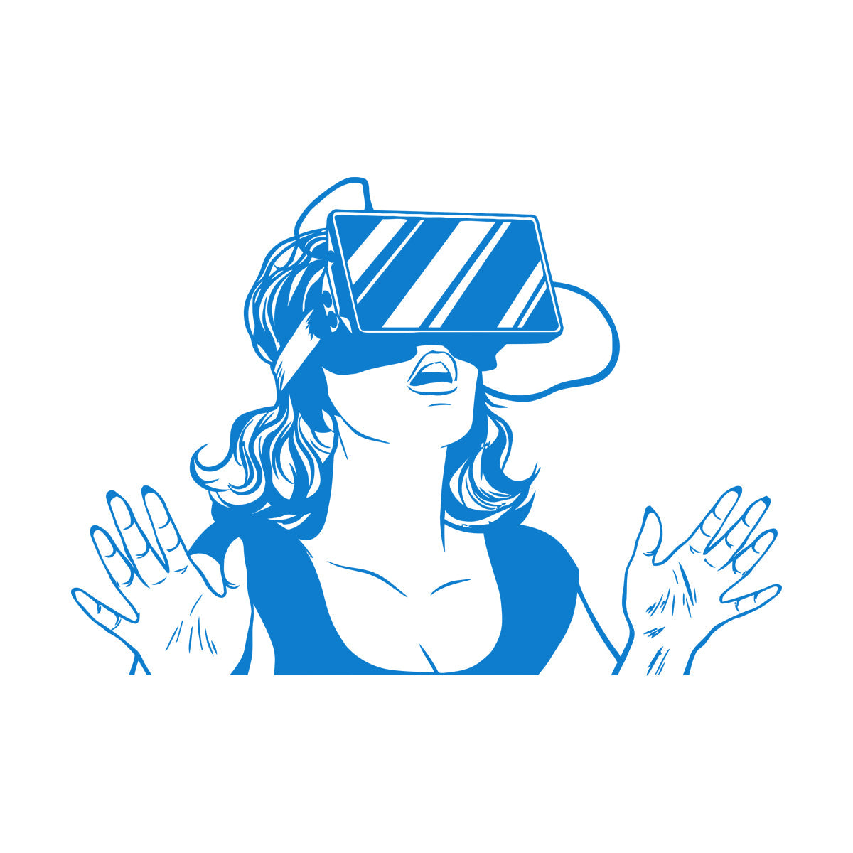 Wall Decals Virtual Reality Headset Vr Device Woman Wall Beautification