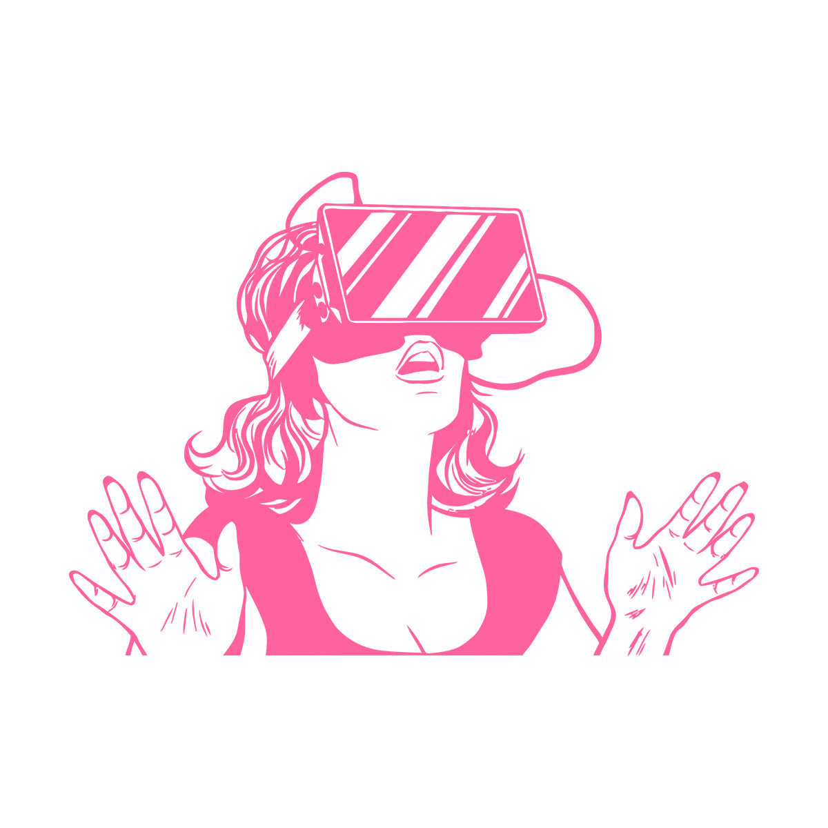 Wall Decals Virtual Reality Headset Vr Device Woman Wall Beautification