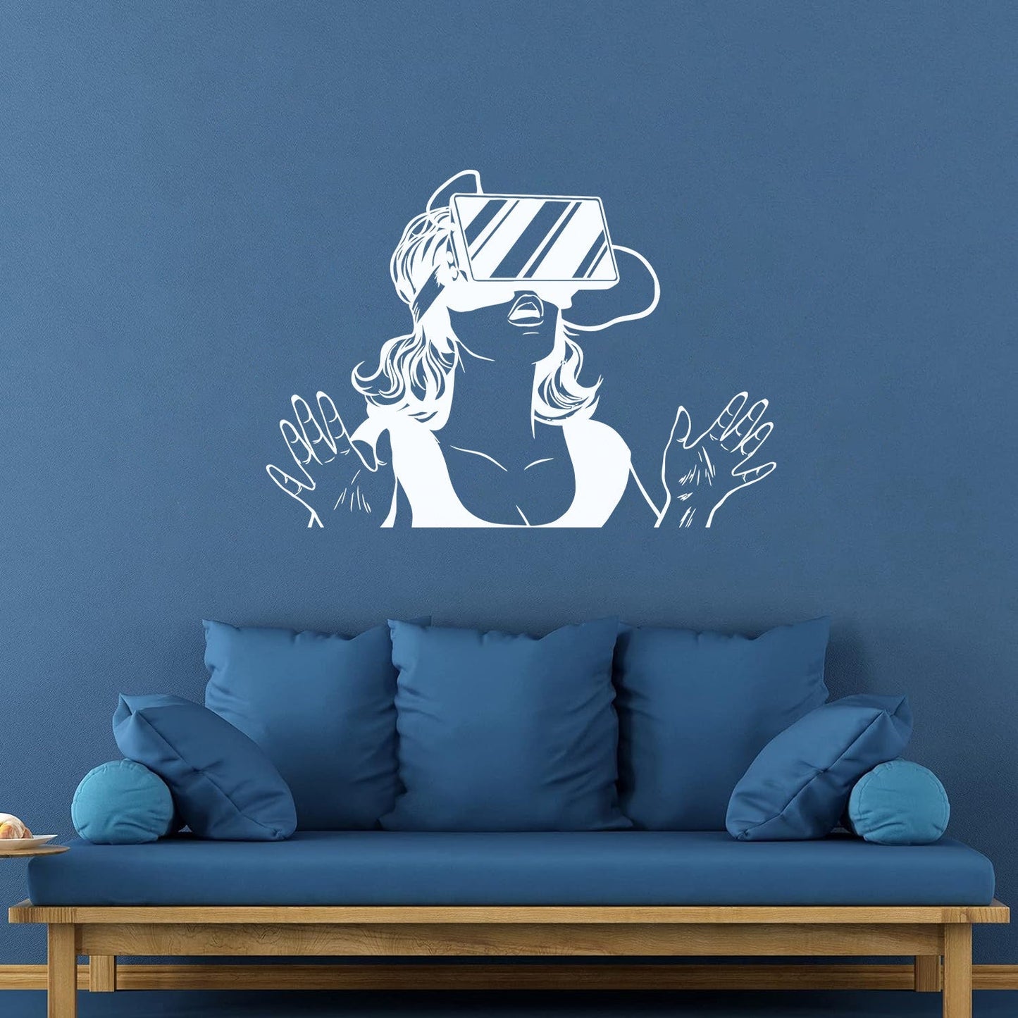 Wall Decals Virtual Reality Headset Vr Device Woman Wall Beautification