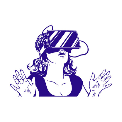 Wall Decals Virtual Reality Headset Vr Device Woman Wall Beautification