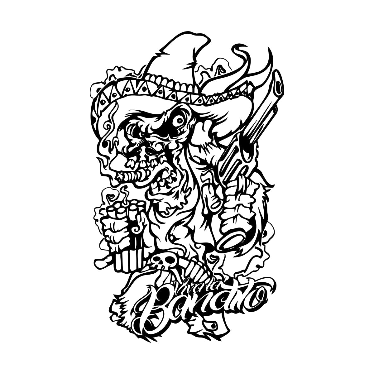 Vinyl Wall Decals Bandit Gangster Weapon Pistol Dynamite Car Body Decoration