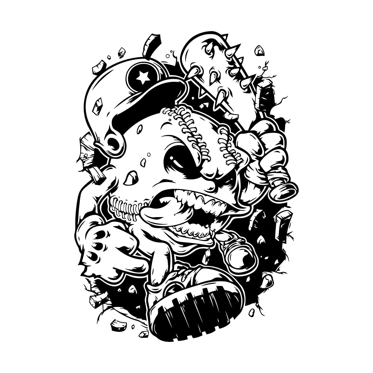 Engraving Decals Baseball Sport Game Ball Beat Animation Extreme Window Decals