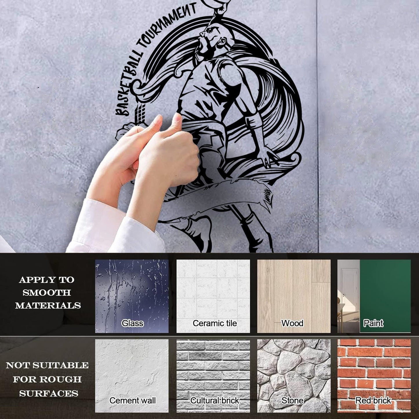 Mural And Wall Vinyl Decal Basketball Tournament Game Sport Player Extreme Glass Stickers