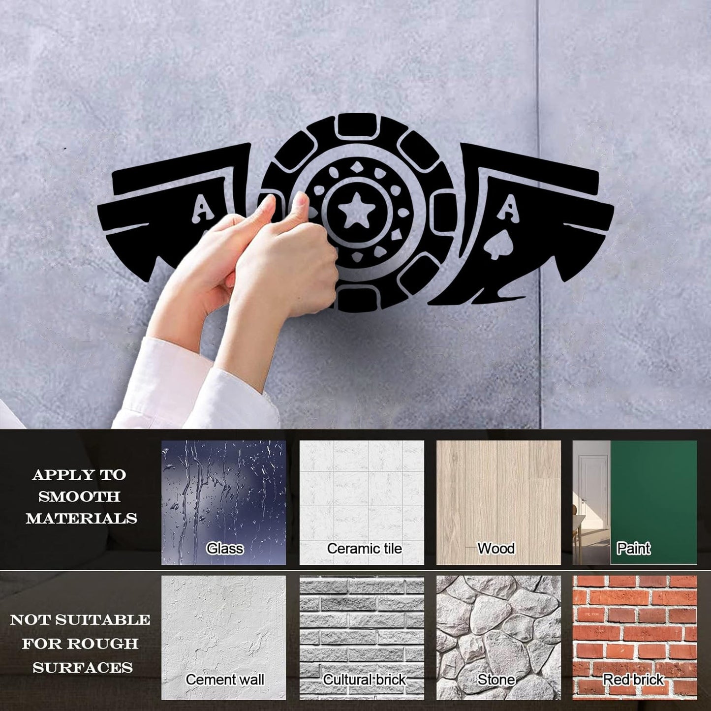 Fine Carving Stickers Card Game Poker Casino Chips Removable Without Leaving Glue