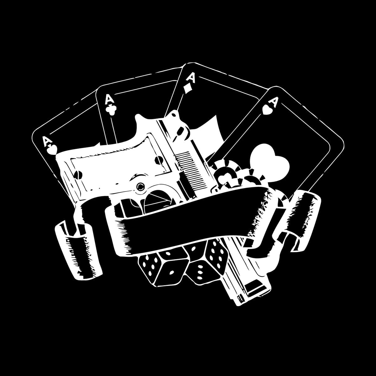 Wall Stickers Casino Poker Playing Cards Risk Gun Aces Player Chips Self Adhesive