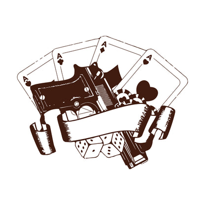 Wall Stickers Casino Poker Playing Cards Risk Gun Aces Player Chips Self Adhesive