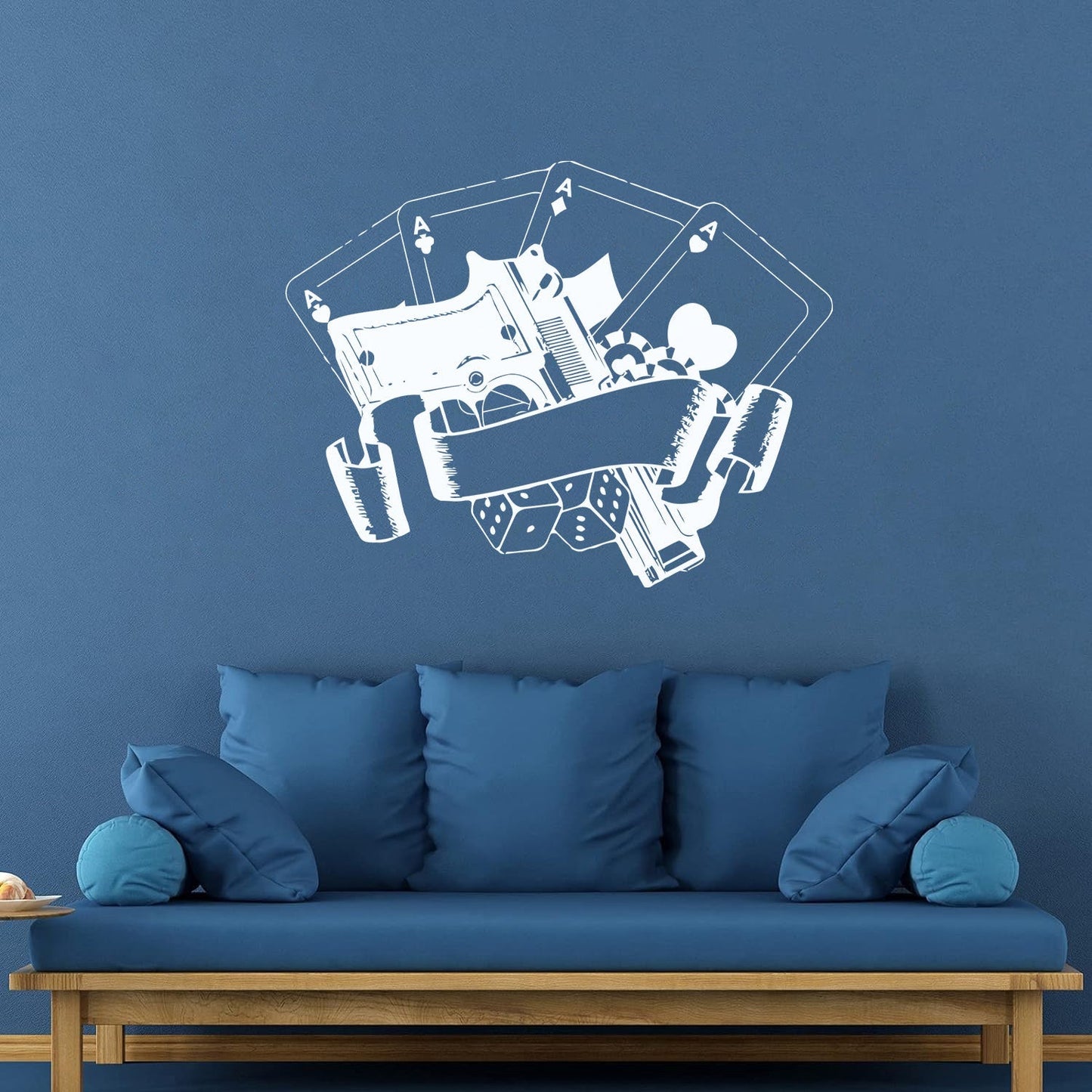 Wall Stickers Casino Poker Playing Cards Risk Gun Aces Player Chips Self Adhesive